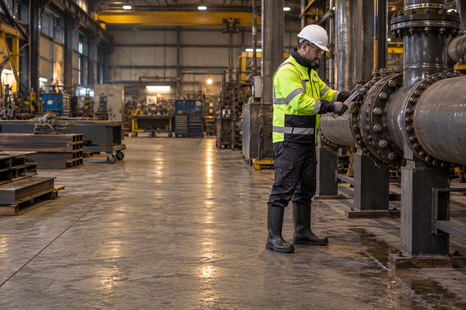 Safety boots in use