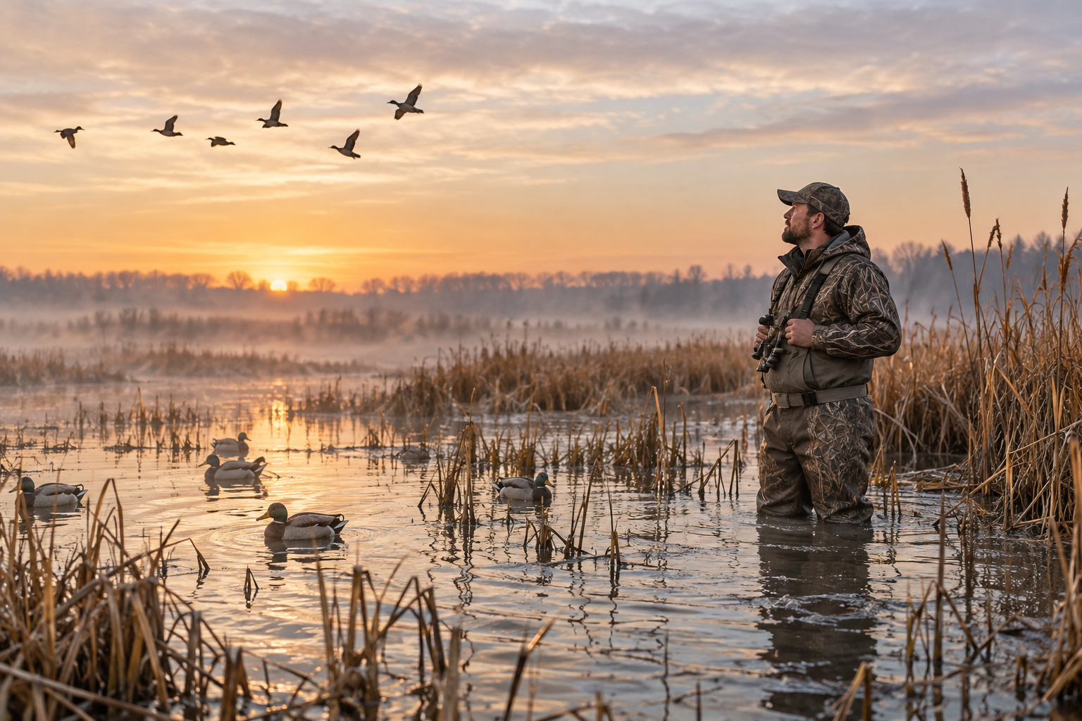 Waders in use